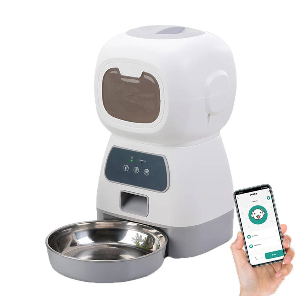 Smart Automatic Pet Feeder Cat Dog Food Dispenser Stainless Steel Bowl Large Capacity with WIFI APP Recording Timing Pet Feeding