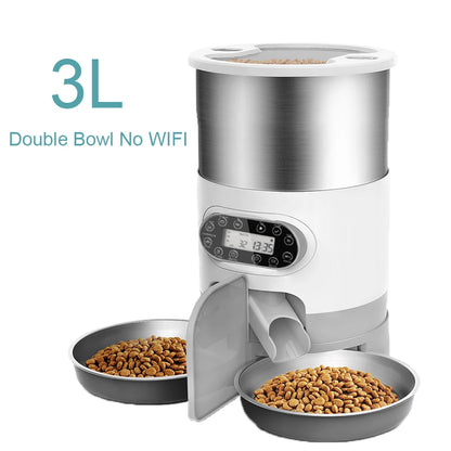 Smart Automatic Pet Feeder Cat Dog Food Dispenser Stainless Steel Bowl Large Capacity with WIFI APP Recording Timing Pet Feeding
