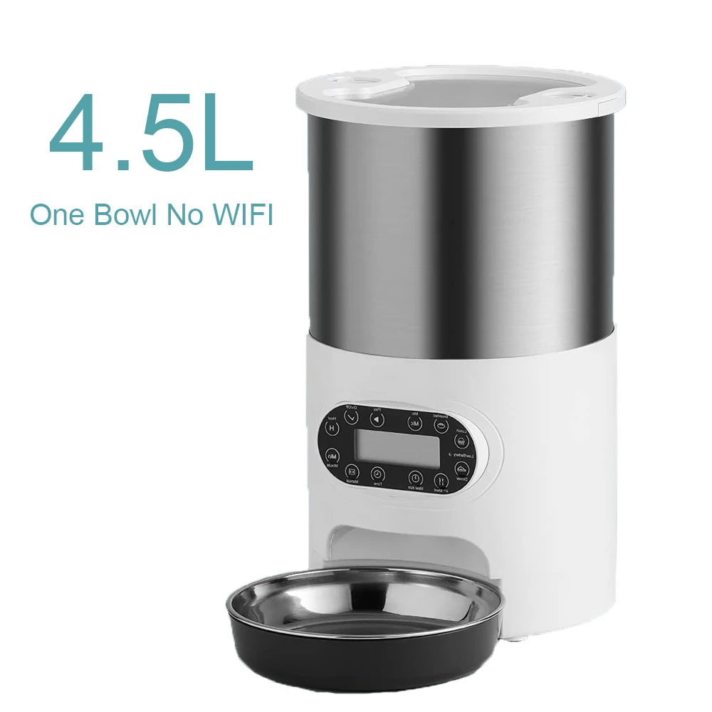 Smart Automatic Pet Feeder Cat Dog Food Dispenser Stainless Steel Bowl Large Capacity with WIFI APP Recording Timing Pet Feeding
