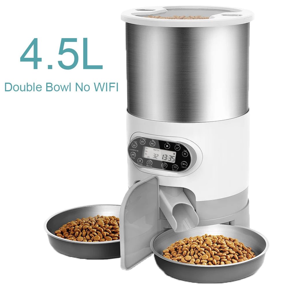 Smart Automatic Pet Feeder Cat Dog Food Dispenser Stainless Steel Bowl Large Capacity with WIFI APP Recording Timing Pet Feeding