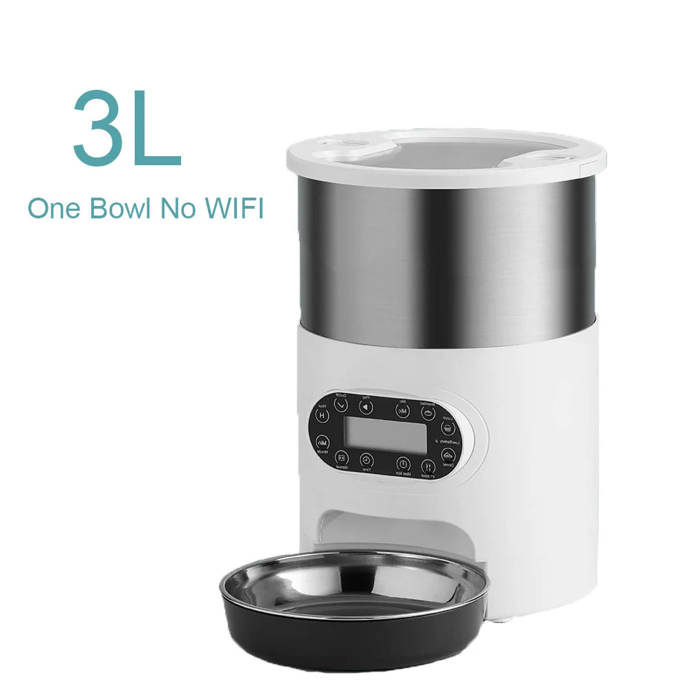 Smart Automatic Pet Feeder Cat Dog Food Dispenser Stainless Steel Bowl Large Capacity with WIFI APP Recording Timing Pet Feeding